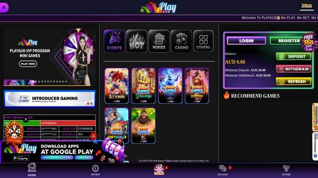 PlayAUD Casino casino screenshot